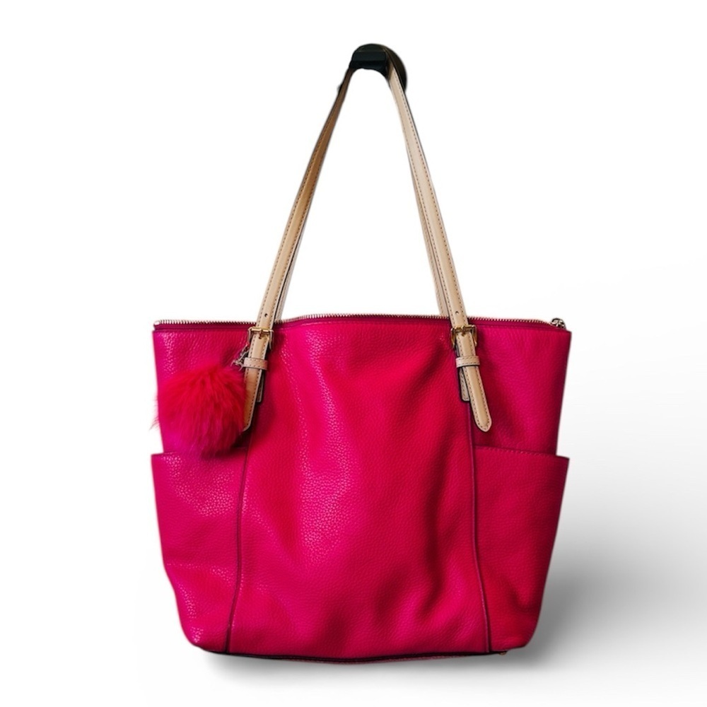 Hot Pink MK Michael Kors Fuchsia Leather Tote Bag Purse Designer bag stylish